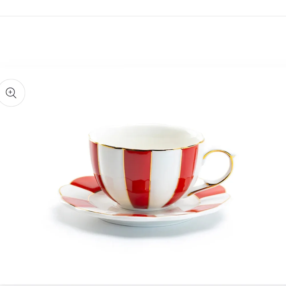 Grace Red and White Teacup and Saucer Set NEW - Picture 6 of 8